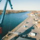 Kreishafen Rendsburg. Blick auf den Nord-Ostsee-Kanal.